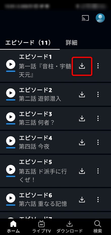 エピソード1だけをダウンロードする