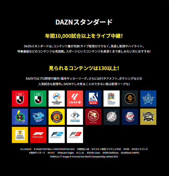 DAZNスタンダード放送内容