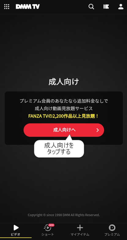 成人向けをタップする