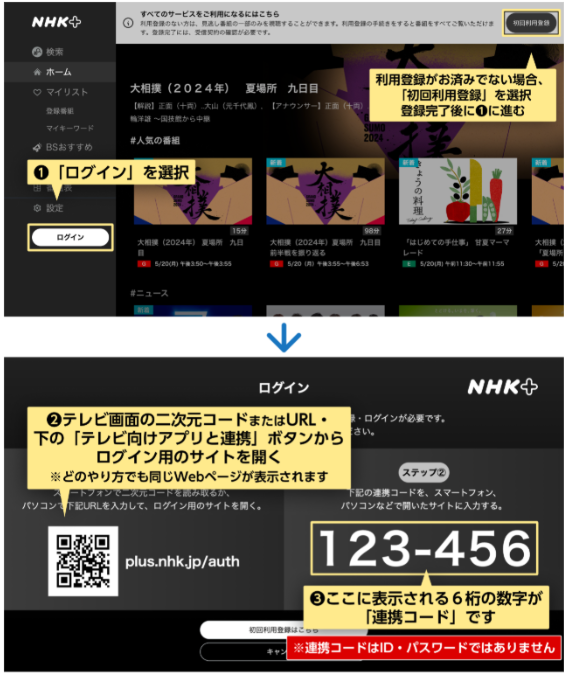 TVでログインする方法